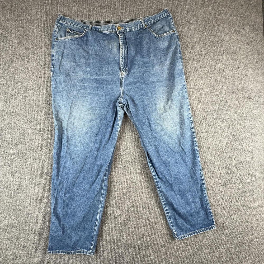 VTG Zalerno Jeans Mens 46x26 Blue Medium Wash Relaxed Tapered Elastic Denim
